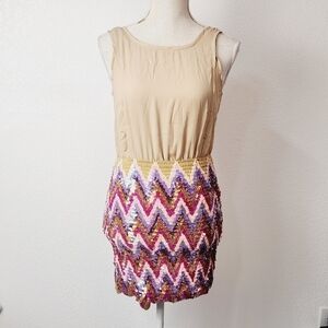 WOW Couture Pastel Chevron Sequin Dress Sleeveless Size: S
